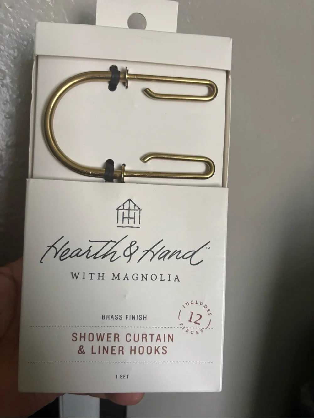 Hearth & Hand Gold Shower Curtain Hooks - Set of 12 U-Shaped Hooks